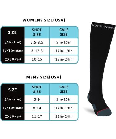 Wonder Young Compression Stockings for Women & Men | 20-30 mmHg Athletic Running & Cycling | Improve Blood Circulation | Black (1 Pair) - Buy Online on GoSupps.com