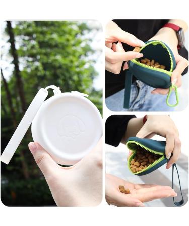 Portable Silicone Dog Training Treat Bags - 2 Pack Easy to Clean Odorless Zip Design Dark Green & White - Buy Online on GoSupps.com