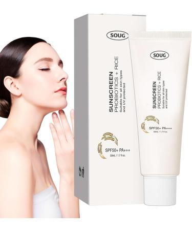  Kixolazr SPF50+ Organic Rice Sunscreen Moisturizing Sun Lotion Rice Extract Sunscreen Face Moisturizer Sun Protection Skin Care Solution - Buy Online on GoSupps.com