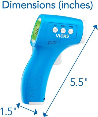 Vicks Non-Contact Infrared Thermometer - Touchless and Fast Forehead, Food, and Bath Thermometer for Adults, Babies, Toddlers, and Kids - Clinically Proven Accuracy - Buy Online on GoSupps.com