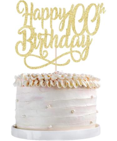 Qertesl Gold Glitter Happy 100th Birthday Cake Topper Cheers to 100 Years happy 100th Birthday Cake Topper 100th Anniversary Cake Topper men and women 100 years old happy birthday Party Decoration Gold100 - Buy Online on GoSupps.com