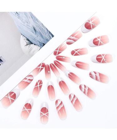 OnSaya Coffin False Nails French Long Fake Nails Ballerina Acrylic Press on Nails Full Cover Stick on Nails 24pcs for Women and Girls PINK 1 count (Pack of 1) PINK - Buy Online on GoSupps.com
