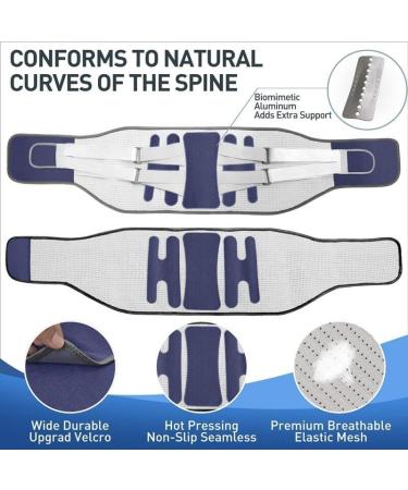 Men's Lumbar Support Belt for Back Pain Relief - Breathable Waist Decompression Band with 4 Support Struts for Women - XXL Blue - Scoliosis & Herniated Disc - Buy Online on GoSupps.com