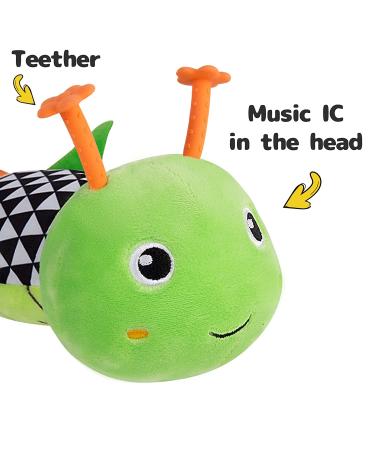 Sumobaby Infant Caterpillar Green Musical Stuffed Animal Toy | Multi-Sensory Crinkle, Rattle & Textures | Tummy Time Newborn 0-12 Months Boys & Girls - Buy Online on GoSupps.com