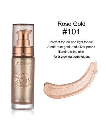 PHOERA Body Luminizer Waterproof Glow Moisturizer for Face & Body - Rose Gold Illuminating Highlighter - Buy Online on GoSupps.com