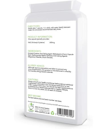 NAC N-Acetyl Cysteine 600mg Supplement | Liver Support & Amino Acid | 120 Capsules | Vegan Friendly & Made in UK by VYTALINE - Buy Online on GoSupps.com