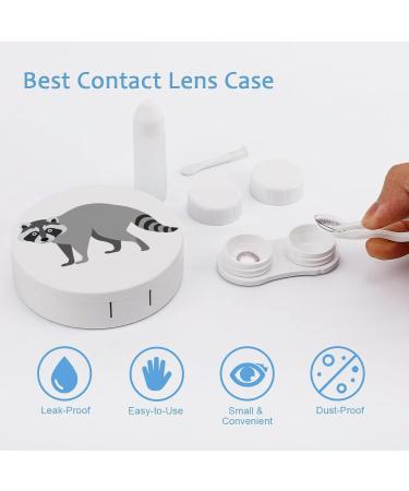 Raccoon Round Case For Contact Lens Kit Storage Box with Mirror Printed - Buy Online on GoSupps.com