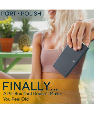 Designer Weekly Pill Box Organizer - Navy AM/PM 2X Daily | Stylish 7-Day Vitamin Case | Compact Mini Travel Medicine Carrier | BPA-Free Pill Organizer - Buy Online on GoSupps.com