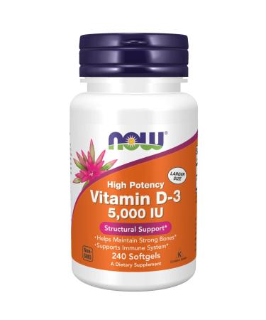 Now Vitamins D-3 5000 IU - 240 SOFTGELS (3 Pack)
