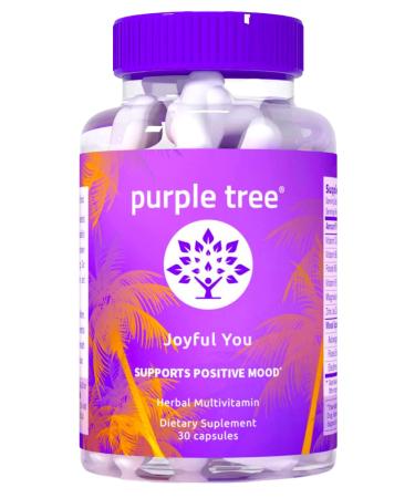 Joyful You for Mood Boost & Stress Support | Rhodiola Rosea, Ashwagandha, Gotu Kola & Vitamins | Helps Relax Mind & Body | 30 Happy Pills, by Purple Tree 30 Count (Pack of 1)