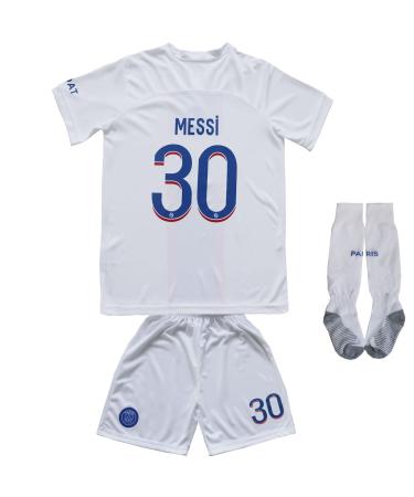 MJGUYS Youth for Boys/Girls Sportswear Soccer 30 Messi Soccer Jersey/Shorts/Socks Youth Sizes Third 26 (8-9 Years)