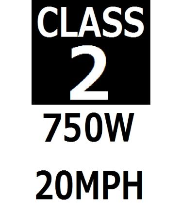 Electric Bicycle Frame 3 Stickers Class Identification Number Weatherproof Vinyl Removable Decals Sets - Class 1 2 3 250 500 750W 20 28MPH Electric Bike e-Bike (Class 2 750W 20MPH)