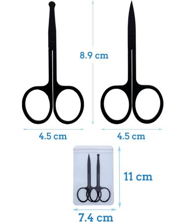 2Pcs Stainless Steel Facial Hair Scissors Set for Men & Women - Nose, Beard, Eyebrow, Eyelash Trimmer - Buy Online on GoSupps.com