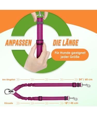 Slowton Adjustable Double Dog Leash for 2 Dogs - 360 Rotatable Reflective No-Split Design for Medium to Large Dogs (9kg+) - Rose Red - Buy Online on GoSupps.com