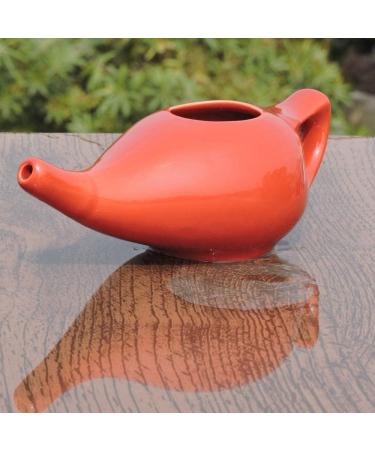Durable Ceramic Neti Pot - Non-Metallic Comfortable Grip - Microwave/Dishwasher Safe (Red) - Buy Online on GoSupps.com