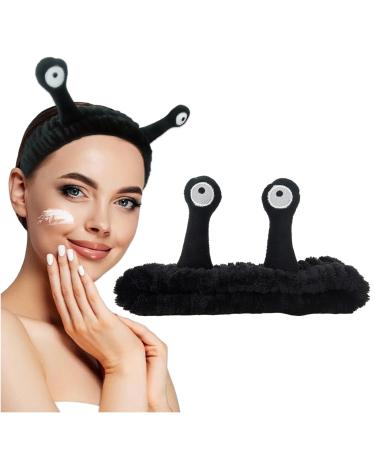 Snail Makeup Headband Cute Snail Spa Headband Soft Elastic Skincare Hair Band Snail Skincare Headband Hair Accessories For Women Girls Washing Face Shower Sports Yoga Beauty (black)