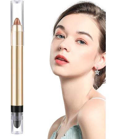 Eye Shadow Stick | 2 in 1 Glitter Shimmer Eye Shadow with Sponge Makeup Head Eye Shadow Stick Makeup Tool Glitter Cream Eye Shadow Pencil for Home Travel 03 - Buy Online on GoSupps.com