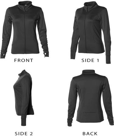 Global Blank Women's Full Zip-Up Athletic Workout Jacket - Medium Black | Running, Yoga, Sports - Buy Online on GoSupps.com