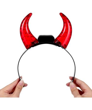 minkissy LED Devil Horns Headband Red Light up Hairband Luminous Demon Horns Head Boppers Carnival Costume Headwear for Kids Adults Cosplay Dress up Party Favors Supplies - Buy Online on GoSupps.com