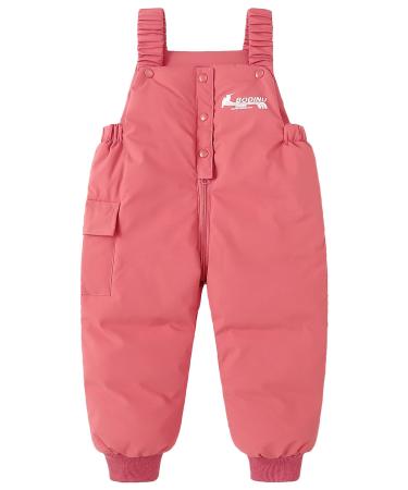 Happy Cherry Baby Winter Pants Newborn Boys Girls Overall Ski Trousers Infant Warm Snow Bib Pant Toddler Windproof Padded Snowsuit Bottoms Elastic Buttom Zipper Outerwear Outftis Clothes 80 A- Pink