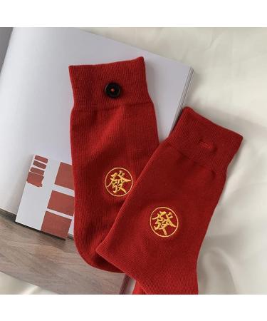Chinese New Year Men's Cotton Zodiac Socks - Red Good Luck Socks for Spring Festival (Size 39-44) - Buy Online on GoSupps.com