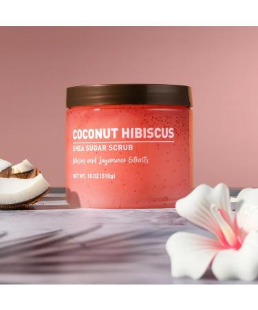 Coconut Hibiscus Shea Sugar Scrub with Shea Butter 18 oz Exfoliating & Moisturizing Body Scrub - Buy Online on GoSupps.com