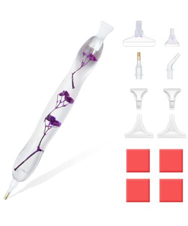Resin Diamond Painting Pen  Diamond Art Dots Pen with Diamond Painting Tools and Accessories  Ergonomic Diamond Drill Pen(Purple Flower)