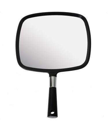 Mirrorvana Large Hand Mirror with Comfy Handle for Men and Women - Portable Handheld Barber Mirror for Back of Head Hair Cutting - 9" x 13" (Black) 1-Pack