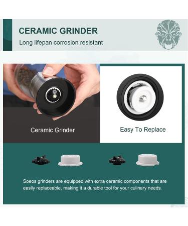 Soeos Salt and Pepper Grinder Set  Organic Whole Black Peppercorns  3.5oz (100g)  Himalayan Pink Salt  8oz (230g). USDA Organic Black Pepper  Non-GMO  Kosher Certified  Adjustable Coarseness Organic Whole Black Peppercorns - Buy Online on GoSupps.com