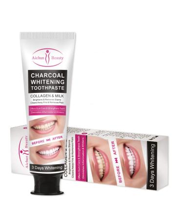 AICHUN BEAUTY Charcoal 3 Day Toothpaste Collagen Removes Stains Removes Yellow Teeth 100ml
