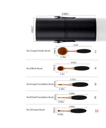Yoseng Oval Foundation Brush Set - 5 Pcs Toothbrush Makeup Brushes for Flawless Liquid & Cream Application with Case - Buy Online on GoSupps.com