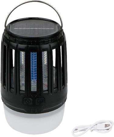 WOBBLO Electric Fly Swatter | Hanging & Waterproof Zapper Outdoor - Electric Fly Zapper Lamp UV Killing Lamp for Camping Home Patio and Backyard Black+usb Cable+solar Power - Buy Online on GoSupps.com