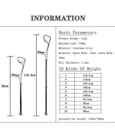 ATHUAHLR LRVTREC Forearm Crutches Adjustable Forearm Crutches for Adults Height Adjustment Stick with Lightweight Aluminum pad for Men Open Cuff Crutches Lightweight Arm Crutch (Color : Silver) - Buy Online on GoSupps.com