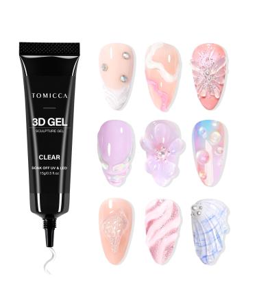 TOMICCA 3D Nail Art Gel 15g Multifunctional Nail Glue Sculpting Gel Rhinestone Glue for Nail Charms DIY Nail Design