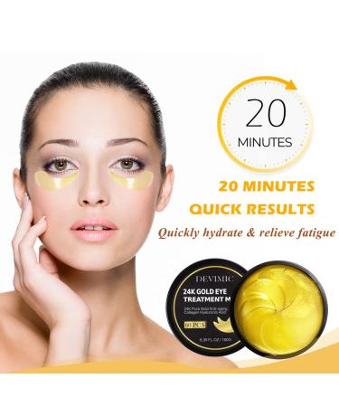 Devimic 24K Gold Eye Mask - 30 Pairs for Dark Circles and Puffiness | Under Eye Patches for Puffy Eyes and Eye Bags - Gel Eye Mask for Face Skin Care - Buy Online on GoSupps.com