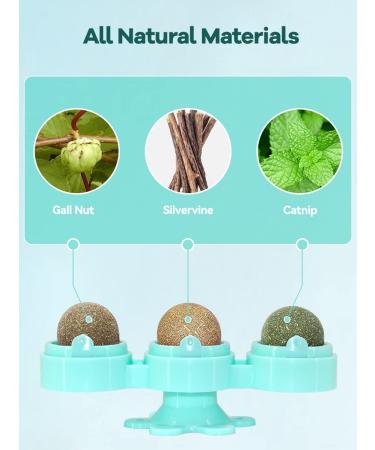 Petslucent 3-in-1 Catnip Ball Toy Set for Cats | Wall Ball, Mint Balls, Lick Roller | Safe, Healthy, and Edible | Dental Care Chew Toys for Kitten | Indoor Blue - Buy Online on GoSupps.com