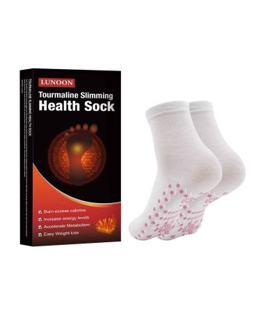 Afiz Tourmaline Heating Health Socks Tourmaline Lymphvity Slimming Health Sock Tourmaline Health Sow Foot Massage Heating Socks Pain Relief and Fat Burning Unit Sensory (White)