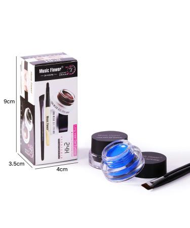Music Flower Gel Eyeliner Set | Waterproof & Long Lasting | Easy Eye Makeup & Removal | 2 Brushes | Pack of 2 Black & Blue - Buy Online on GoSupps.com