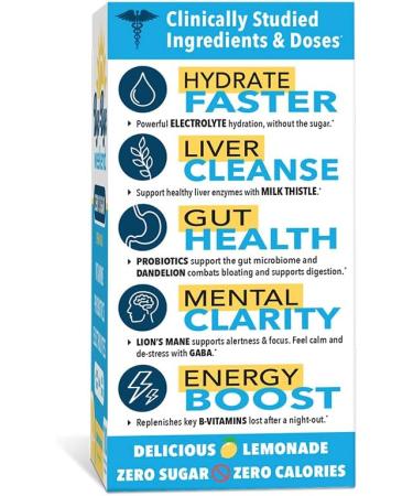 Bye-Bye Weekend Lemonade Drink Mix - Electrolytes, Probiotics, Vitamins - Fight Fatigue & Brain Fog - Zero Sugar - 10 Count - Buy Online on GoSupps.com