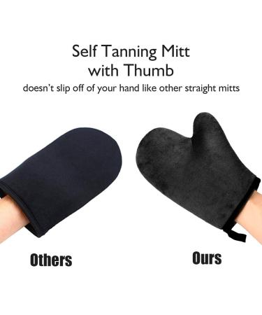 Self Tanning Mitt Set - 2 Pack Black Applicator Mitts for Sunless Tanner Mousse, Lotion, Spray & Oil - Washable & Reusable with Thumb and Face Applicator - Ultimate Tanning Tools - Buy Online on GoSupps.com