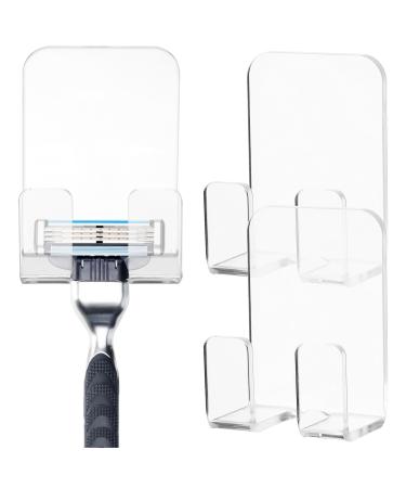 MIKIKIT 3 STK Transparent Lager Razor Razor Razor holder with suction -out razor razor Razor holder for the shower suction shower door hook bracket acrylic no punching
