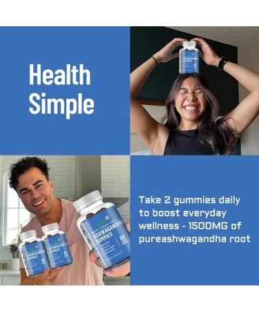 AIHIYO Ashwagandha Gummies for Women and Men with MACA Root Vitamin D2 and Vitamin C Vegan Plant Based Non-GMO Blueberry Flavors 60 Count - Buy Online on GoSupps.com