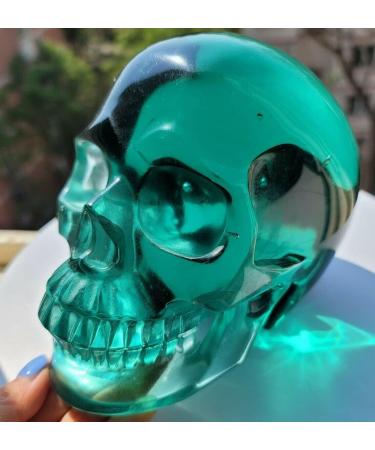 Realistic Healing LIFESIZED 6.9 Inch Green Obsidian Carved Crystal Skull - Buy Online on GoSupps.com