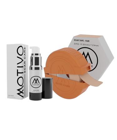 Motivo Advanced Scar Care Bundle: Scar Tape & Scar Cream (15ml) | Water & Sweat Resistant Long-Lasting Suitable for All Skin Types | Ideal for Surgical C-Section Trauma & Acne Scars | Fair