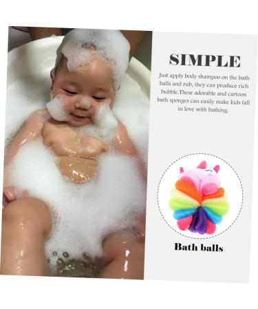 Angoily 4pcs Children's Bath Ball & Loofah Sponge Set - Cartoon Bath Balls for Kids Toddler Body Wash Scrubber & Bath Puff - Buy Online on GoSupps.com