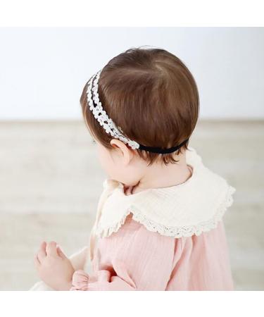 COUXILY Baby Girls Lace Flower Headband - 4 Pack Faux Leather Elastic Hairbands for Newborns & Toddlers - Perfect for Everyday & Special Occasions - Buy Online on GoSupps.com
