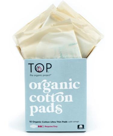 Certified Organic 100% Cotton Thin Regular Absorbent Pads with Wings | Non-Toxic & Biodegradable | 10 Ct Regular | Feminine Hygiene - Buy Online on GoSupps.com