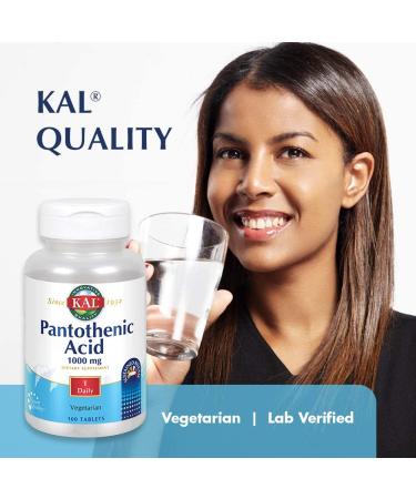 KAL Pantothenic Acid 1000 mg - 100 Tablets | Supports Energy & Metabolism - Buy Online on GoSupps.com