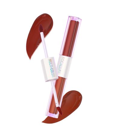 FOCALLURE 2 In 1 Dual Head Intense Matte Velvet Lip Gloss Non-cracking Anti-transfer Long-Lasting Waterproof Liquid Lipstick Makeup C01