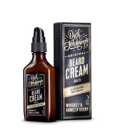 Dick Johnson Cr me barbe homme 50 ml Effet mat & hydratation Soin barbe quotidien avec aloe jojoba shea argan Parfum whisky vanille signature Alternative au beard balm Made in Finlande